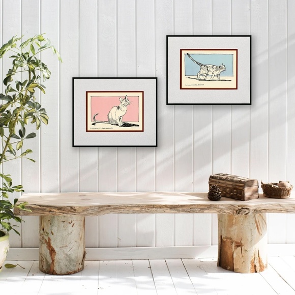 2 Vintage Cat Art Prints by International Artist Barry Barnett, 1989, Silkscreen - Picture 7 of 8